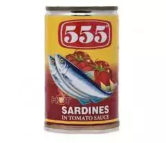 555 Sardines 155g T/sauce Hot Red